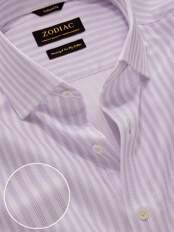 Da Vinci Lilac Solid Full Sleeve Double Cuff Tailored Fit Classic Formal Two Ply Mercerized Cotton Shirt