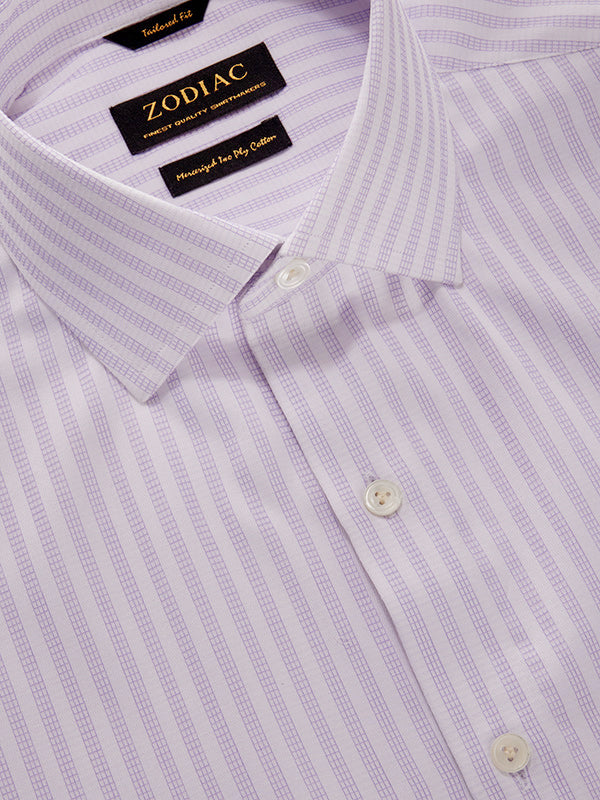 Da Vinci Lilac Solid Full Sleeve Double Cuff Tailored Fit Classic Formal Two Ply Mercerized Cotton Shirt