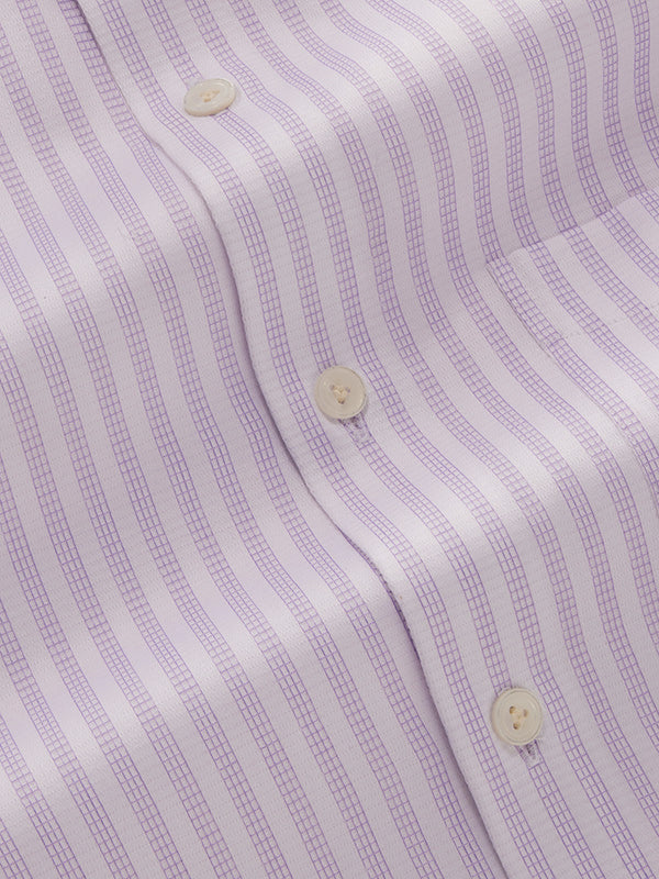 Da Vinci Lilac Solid Full Sleeve Double Cuff Tailored Fit Classic Formal Two Ply Mercerized Cotton Shirt
