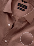 Positano Brown Solid Half Sleeve Classic Fit Semi Formal European Flax Linen Shirt