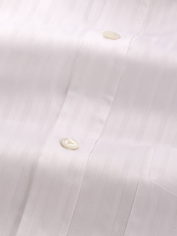 Marchetti White Striped Full Sleeve Single Cuff Classic Fit Classic Formal Cotton Shirt