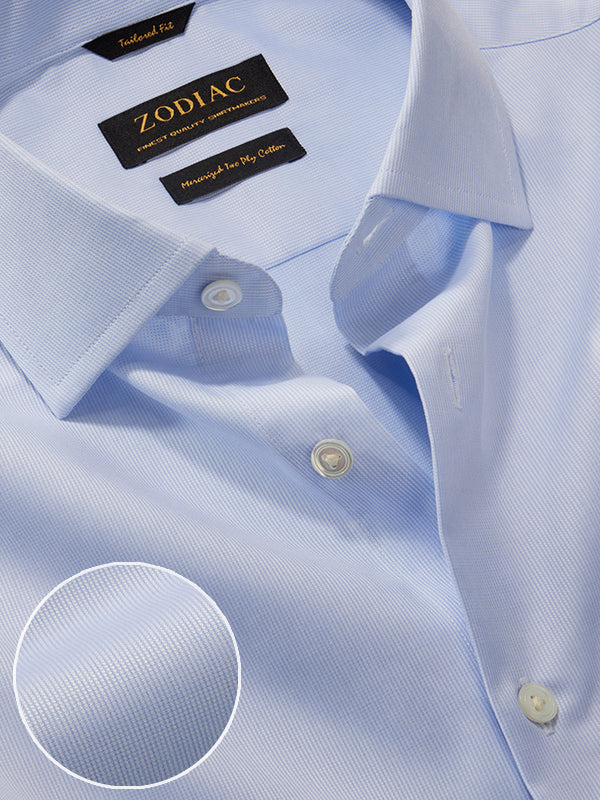 Marinetti Sky Solid Full Sleeve Single Cuff Tailored Fit Classic Formal Two Ply Mercerized Cotton Shirt