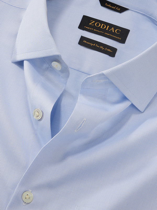 Marinetti Sky Solid Full Sleeve Single Cuff Tailored Fit Classic Formal Two Ply Mercerized Cotton Shirt