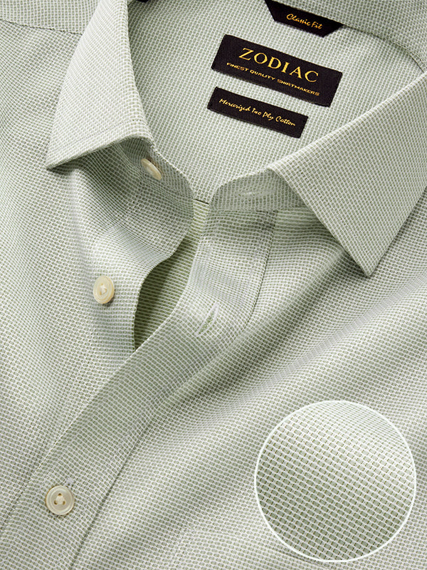 Matera Olive Solid Full Sleeve Single Cuff Classic Fit Classic Formal Two Ply Mercerized Cotton Shirt