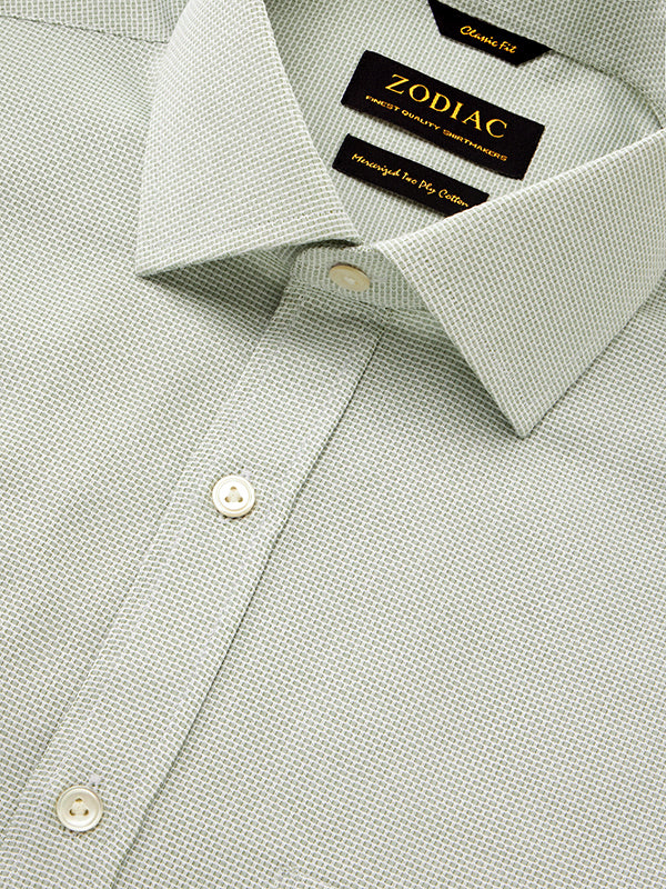 Matera Olive Solid Full Sleeve Single Cuff Classic Fit Classic Formal Two Ply Mercerized Cotton Shirt