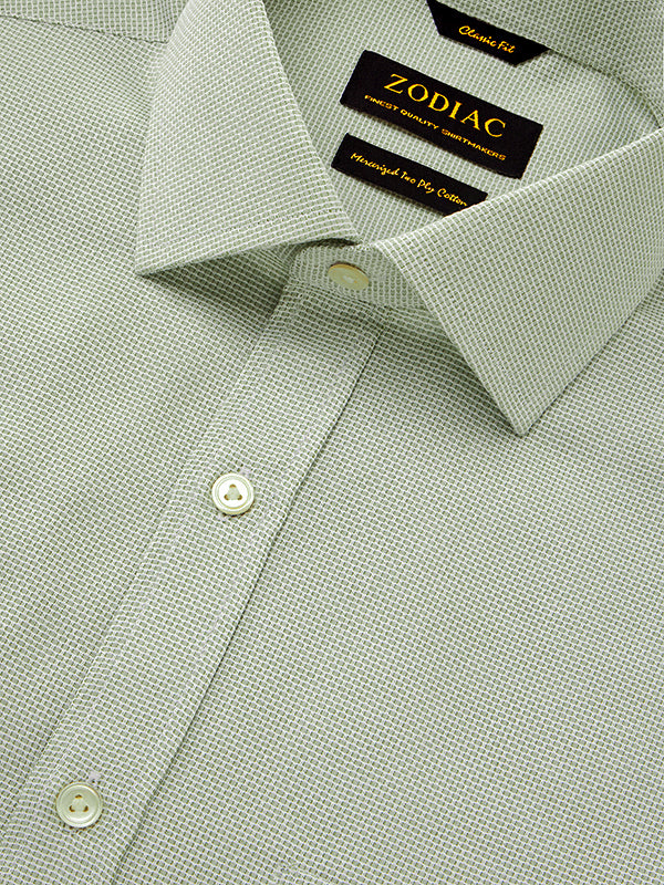 Matera Olive Solid Full Sleeve Single Cuff Classic Fit Classic Formal Two Ply Mercerized Cotton Shirt