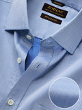 Montefalco Blue Solid Full Sleeve Single Cuff Classic Fit Classic Formal Egyptian Giza Silk Touch Cotton Shirt