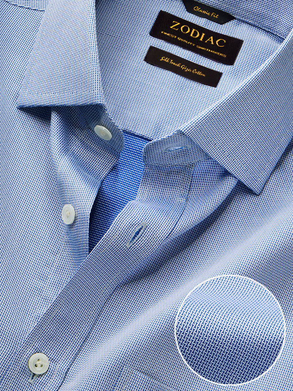 Montefalco Blue Solid Full Sleeve Single Cuff Classic Fit Classic Formal Egyptian Giza Silk Touch Cotton Shirt