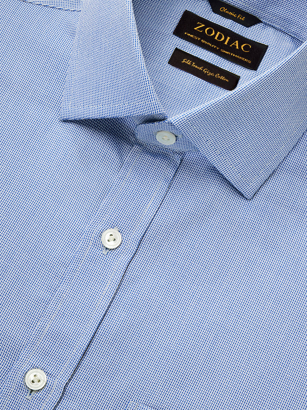 Montefalco Blue Solid Full Sleeve Single Cuff Classic Fit Classic Formal Egyptian Giza Silk Touch Cotton Shirt