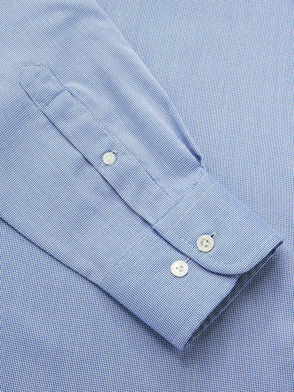 Montefalco Blue Solid Full Sleeve Single Cuff Classic Fit Classic Formal Egyptian Giza Silk Touch Cotton Shirt