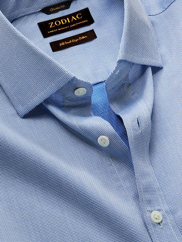 Montefalco Blue Solid Full Sleeve Single Cuff Classic Fit Classic Formal Egyptian Giza Silk Touch Cotton Shirt