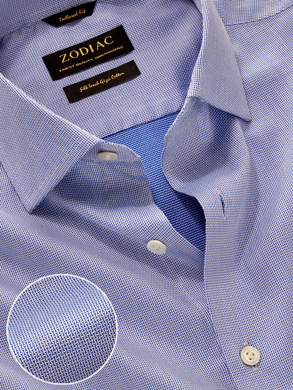 Montefalco Blue Solid Full Sleeve Single Cuff Tailored Fit Classic Formal Egyptian Giza Silk Touch Cotton Shirt