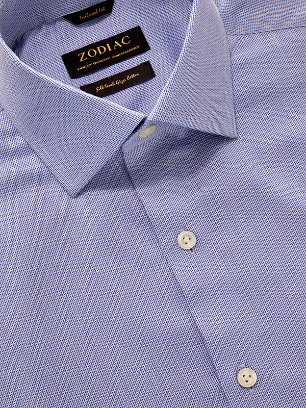 Montefalco Blue Solid Full Sleeve Single Cuff Tailored Fit Classic Formal Egyptian Giza Silk Touch Cotton Shirt