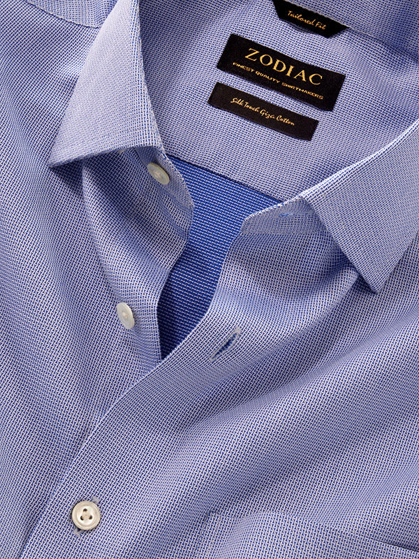 Montefalco Blue Solid Full Sleeve Single Cuff Tailored Fit Classic Formal Egyptian Giza Silk Touch Cotton Shirt