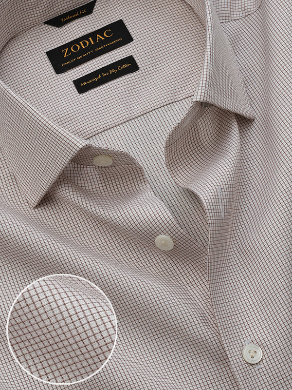 Ponte Beige Solid Full Sleeve Single Cuff Tailored Fit Classic Formal Two Ply Mercerized Cotton Shirt