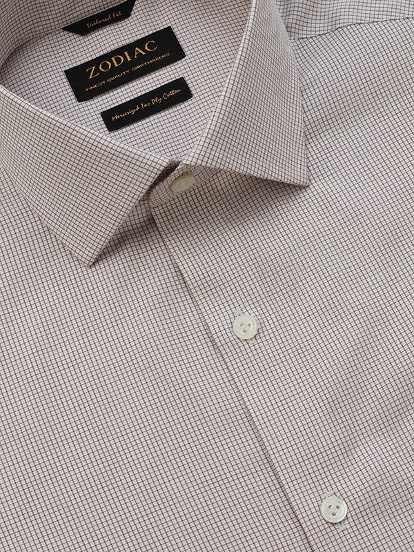 Ponte Beige Solid Full Sleeve Single Cuff Tailored Fit Classic Formal Two Ply Mercerized Cotton Shirt