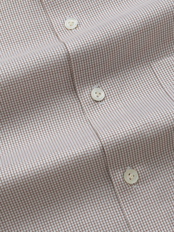 Ponte Beige Solid Full Sleeve Single Cuff Tailored Fit Classic Formal Two Ply Mercerized Cotton Shirt