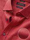 Praiano Red Solid Full Sleeve Single Cuff Classic Fit Semi Formal European Flax Linen Shirt