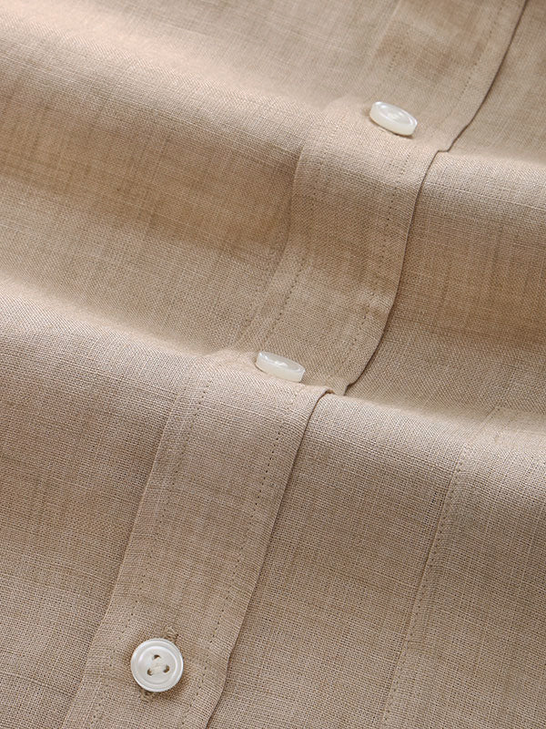 Praiano Sand Solid Half Sleeve Classic Fit Semi Formal European Flax Linen Shirt