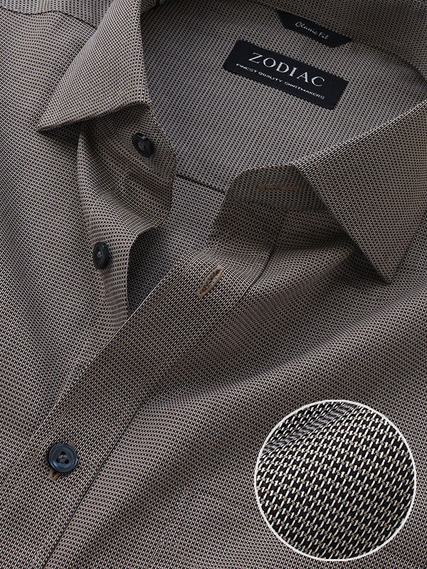 Savuto Brown Striped Full Sleeve Single Cuff Classic Fit Semi Formal Dark Cotton Shirt