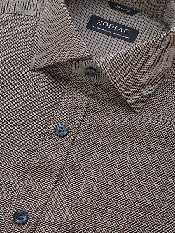 Savuto Brown Striped Full Sleeve Single Cuff Classic Fit Semi Formal Dark Cotton Shirt