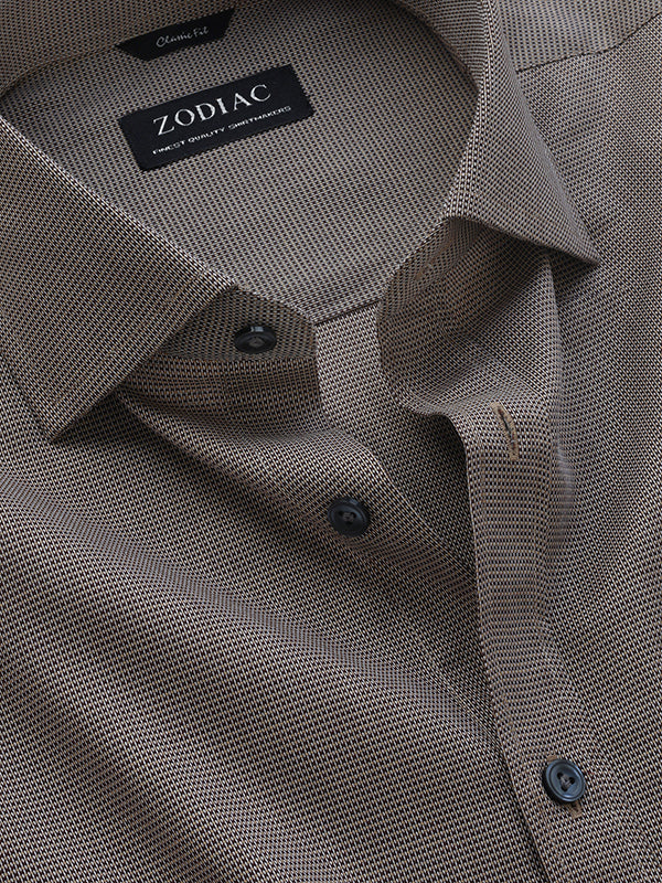 Savuto Brown Striped Full Sleeve Single Cuff Classic Fit Semi Formal Dark Cotton Shirt