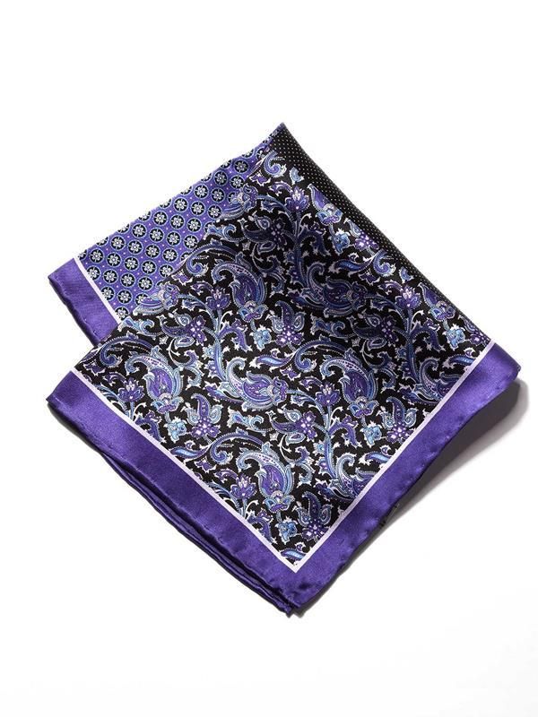 Purple/ Multi 4-in-1 Silk Pocket Square