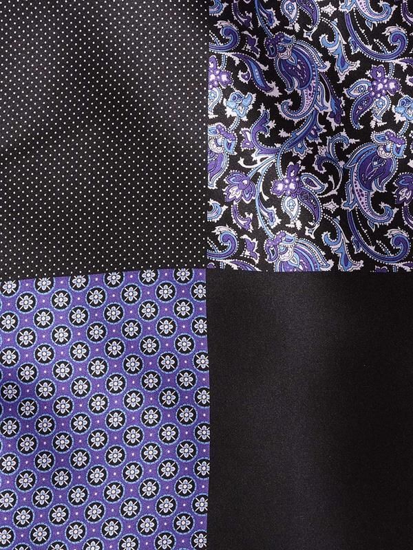 Purple/ Multi 4-in-1 Silk Pocket Square