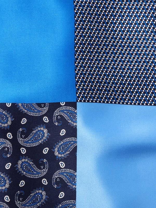 Blue/ Multi 4-in-1 Silk Pocket Square