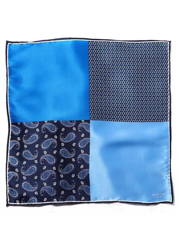 Blue/ Multi 4-in-1 Silk Pocket Square