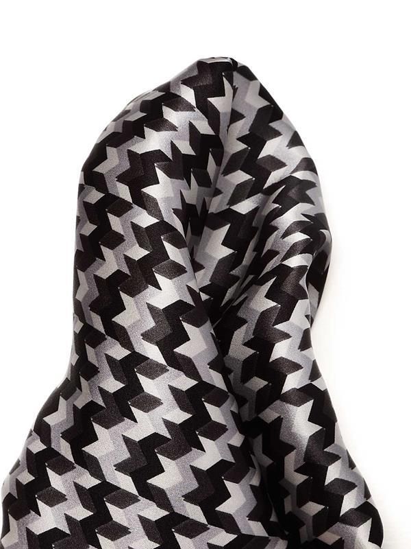 Black/ White All Over Silk Pocket Square