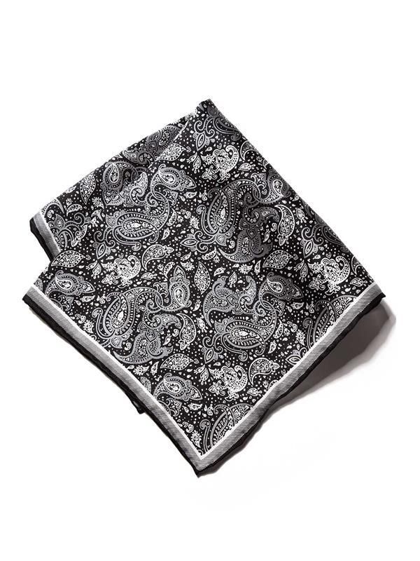 Black Paisley Silk Pocket Square