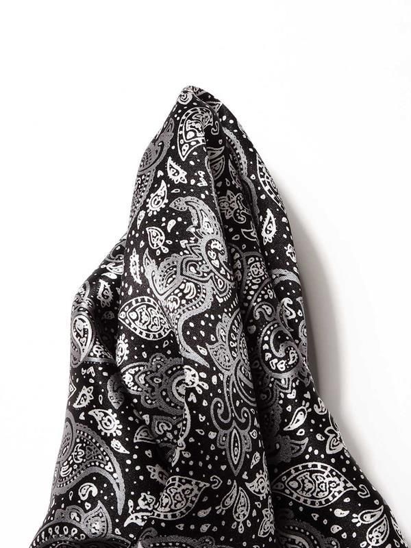 Black Paisley Silk Pocket Square