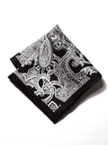 Dark Grey Paisley Silk Pocket Square