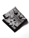 Dark Grey Paisley Silk Pocket Square