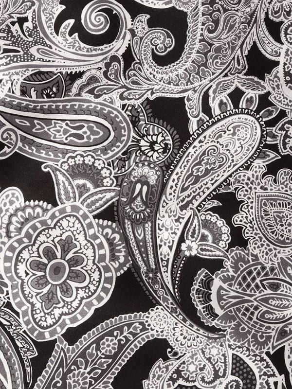 Dark Grey Paisley Silk Pocket Square