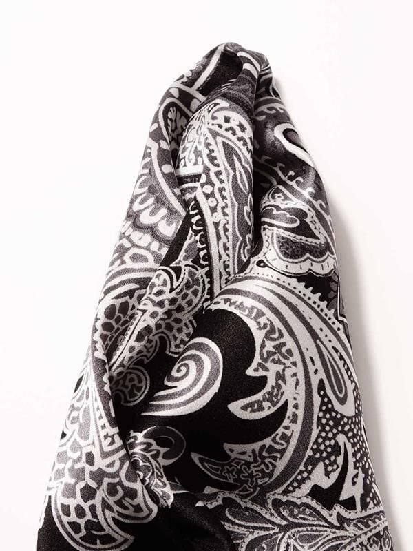 Dark Grey Paisley Silk Pocket Square