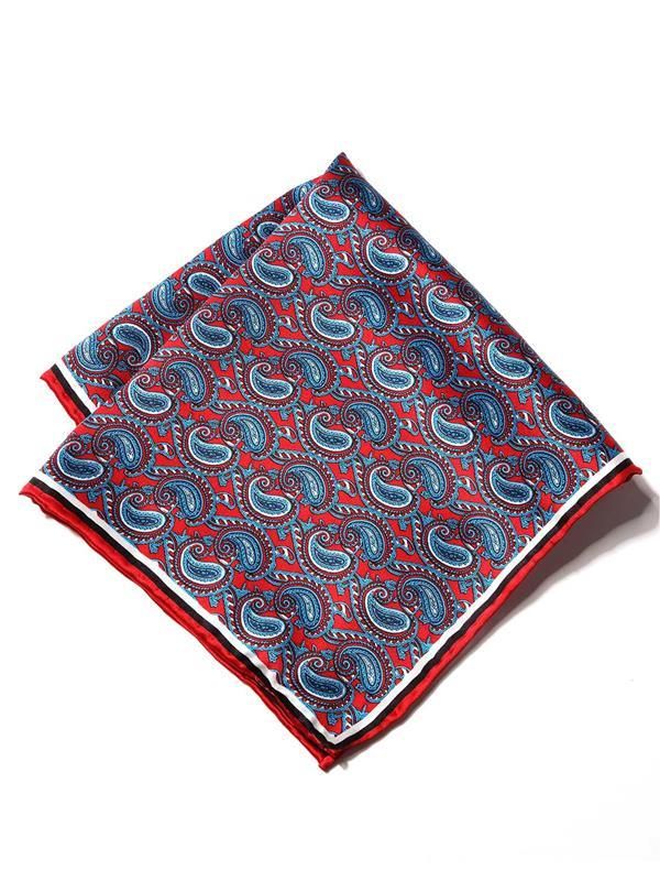 Dark Red Paisley Silk Pocket Square