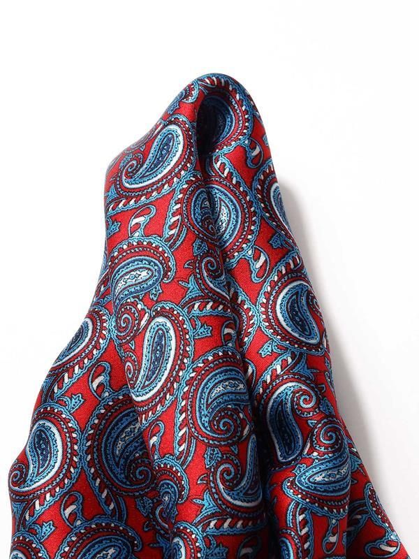 Dark Red Paisley Silk Pocket Square