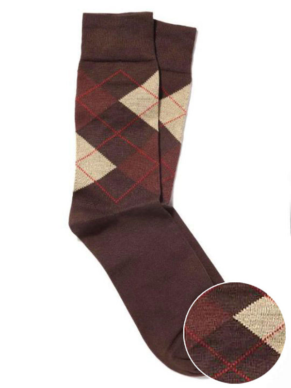 ZODIAC Brown Argyle Socks