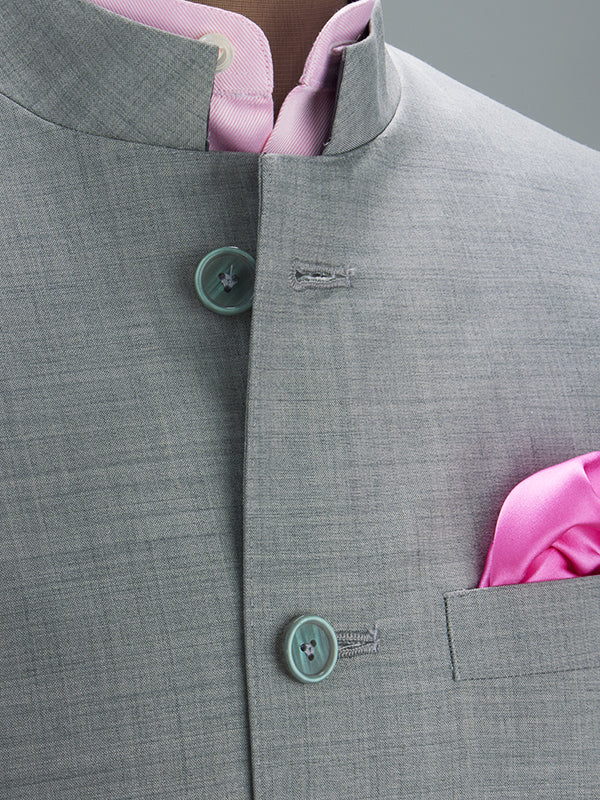 Pollone Light Grey Poly Wool Sleeveless Jodhpuri