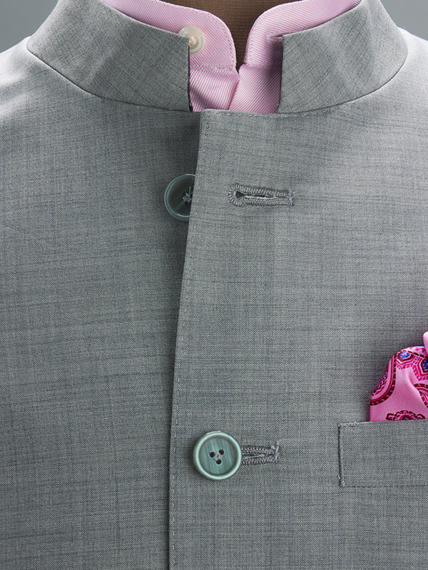 Pollone Light Grey Poly Wool Sleeveless Jodhpuri