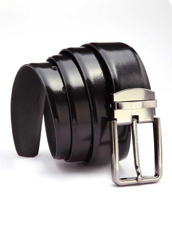Solid Black Classic Leather Belt