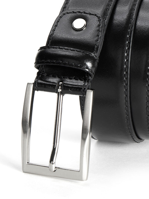 Black Plain Leather Belt