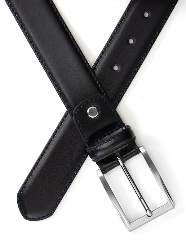 Black Plain Leather Belt