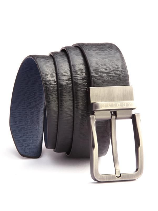 Black/ Blue Reversible Leather Belt