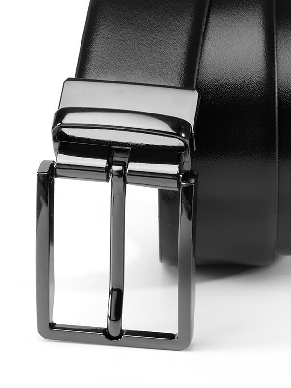 Black/Brown Reversible Plain Leather Belt