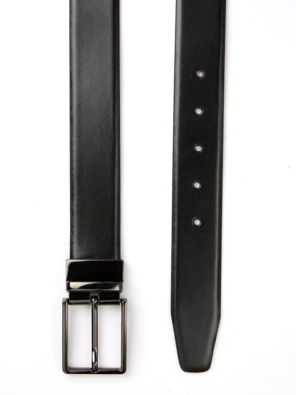Black/Brown Reversible Plain Leather Belt