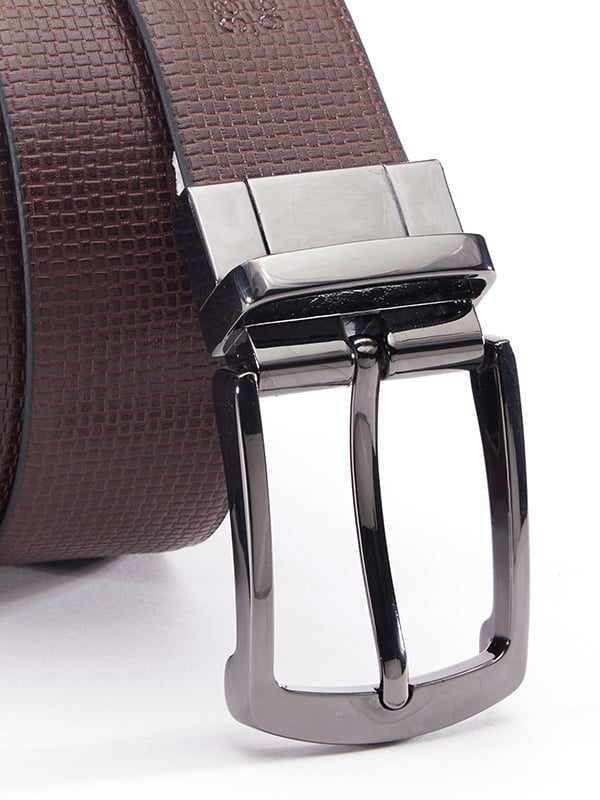 Black/ Brown Reversible Plain Leather Belt