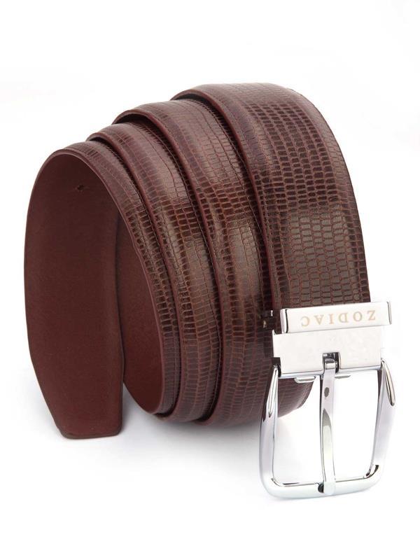 Brown Textured Leather Belt